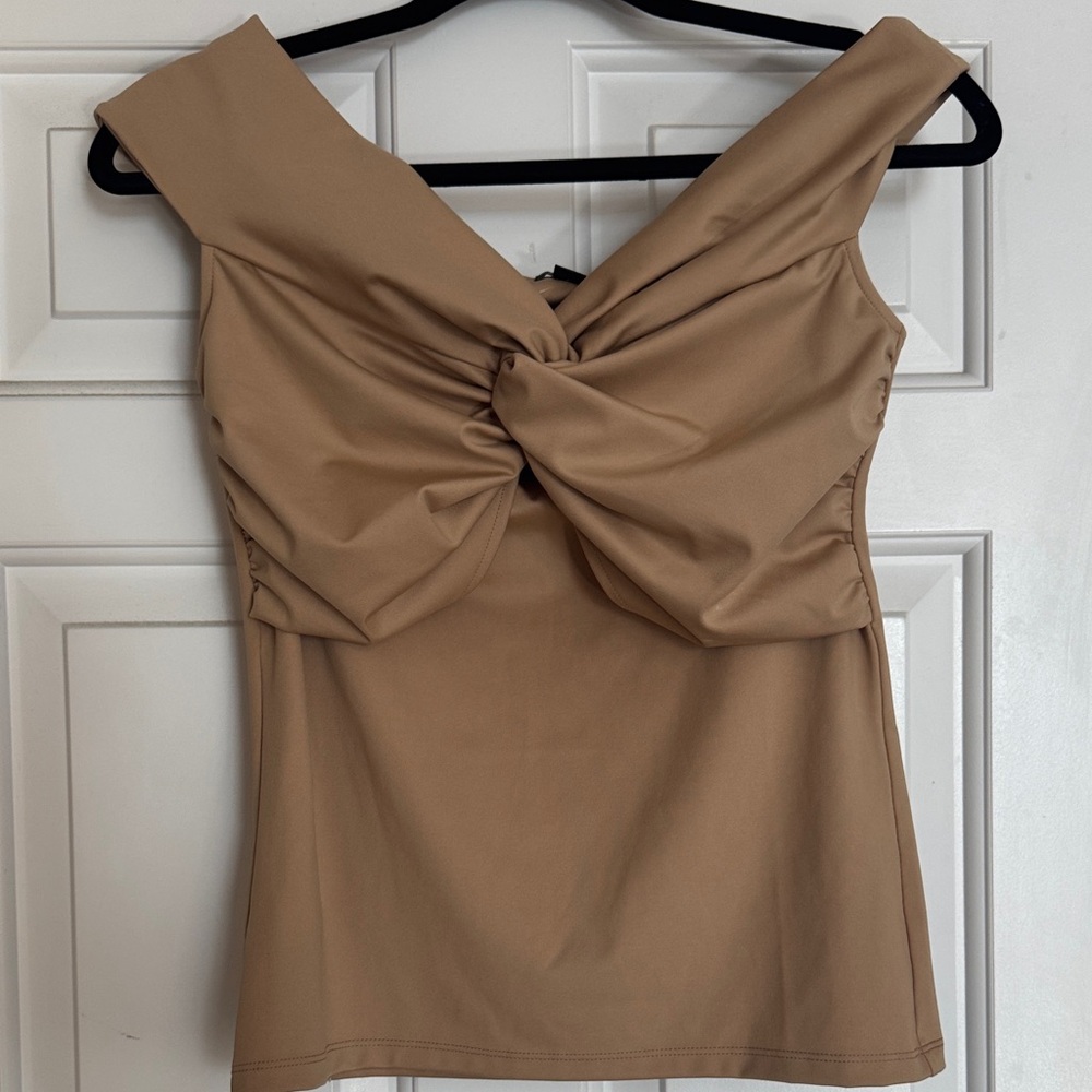 Ann Taylor Camel Twist Front Blouse